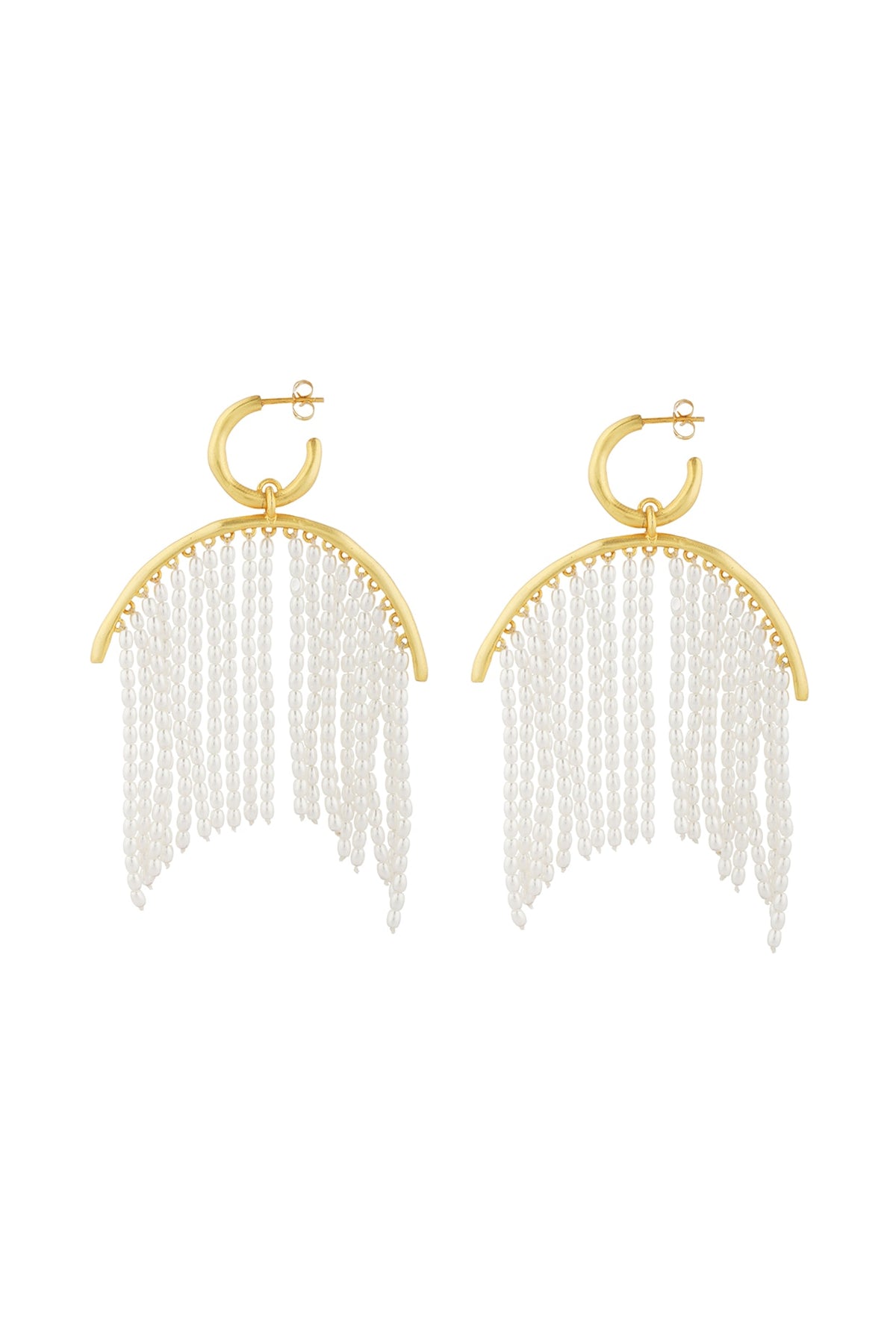 Gold Plated Pearl Hoop Earrings