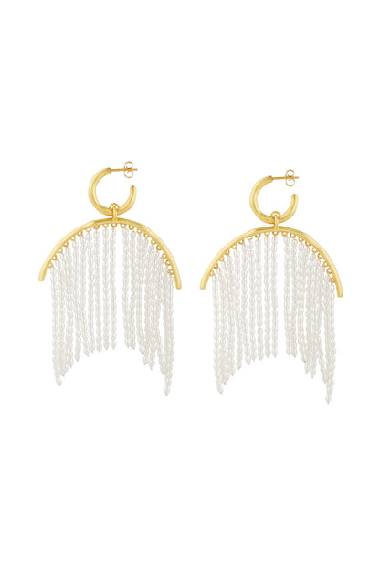 Gold Plated Pearl Hoop Earrings