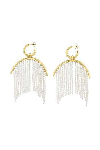 Gold Plated Pearl Hoop Earrings