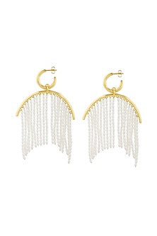 Gold Plated Pearl Hoop Earrings