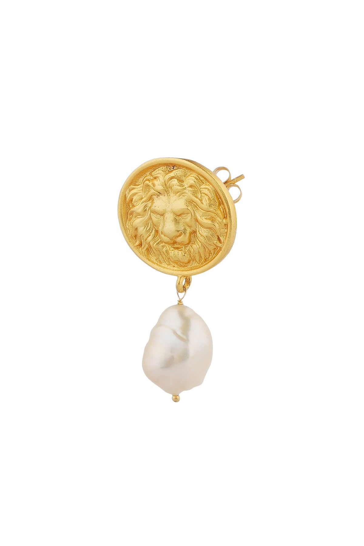 Gold Plated Baroque Pearl & Coin Earrings