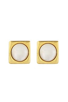 Gold Plated Pearl Stud Earrings