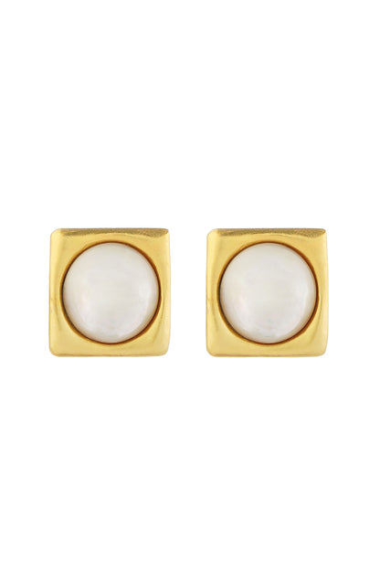 Gold Plated Pearl Stud Earrings