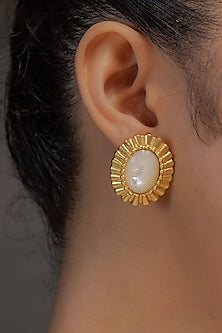 Gold Plated Pearl Stud Earrings