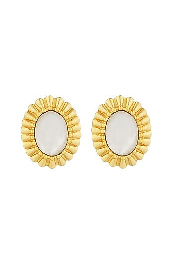 Gold Plated Pearl Stud Earrings