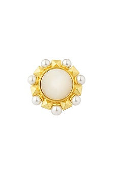 Gold Plated Pearl Adjustable Ring