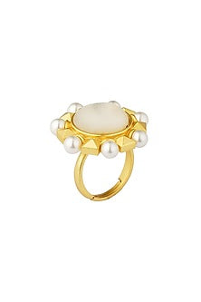 Gold Plated Pearl Adjustable Ring