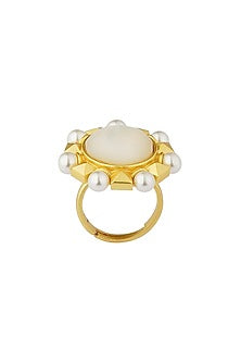 Gold Plated Pearl Adjustable Ring