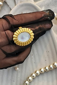 Gold Plated Gemstone Adjustable Ring