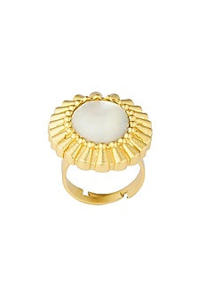 Gold Plated Gemstone Adjustable Ring