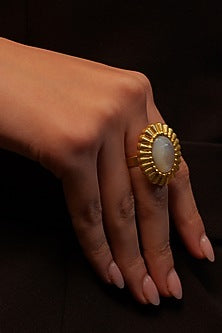 Gold Plated Gemstone Adjustable Ring