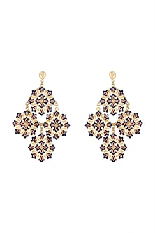 Gold Polish Enameled Floral Earrings