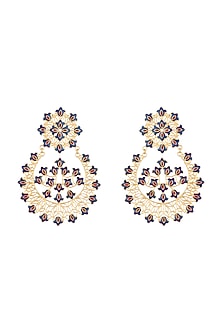 Gold Polish Enameled Floral Chandbali Earrings