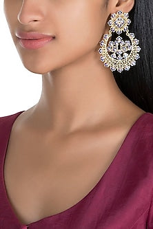 Gold Polish Enameled Floral Chandbali Earrings