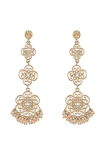 Gold Plated Earrings With Maang Tikka In Gift Box