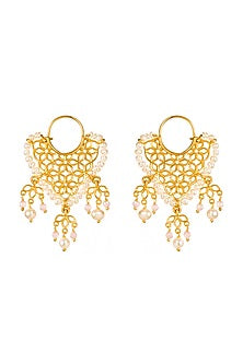 Gold Plated Pearl Long Necklace Set In Gift Box