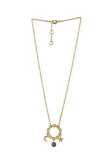 Gold Plated Moon Motifs Necklace Set In Gift Box