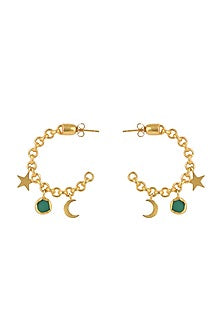 Gold Plated Moon Motifs Necklace Set In Gift Box