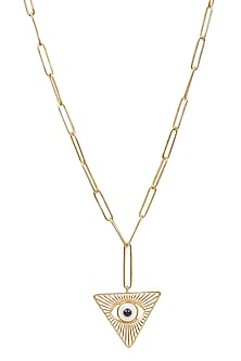 Gold Plated Evil Eye Pendant Necklace Set In Gift Box