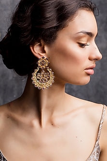 Gold Plated Earrings With Ring (Set of 2) In Gift Box