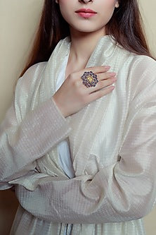 Gold Plated Earrings With Ring (Set of 2) In Gift Box