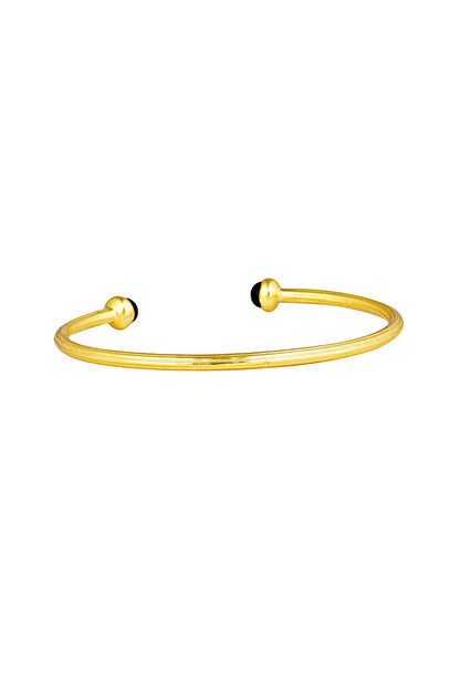 Gold Plated Black Onyx Cuff Bangle