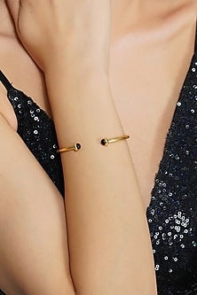 Gold Plated Black Onyx Cuff Bangle