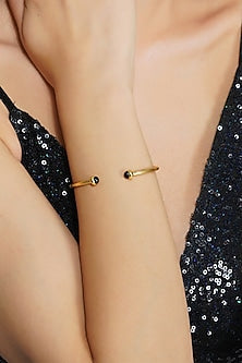 Gold Plated Black Onyx Cuff Bangle