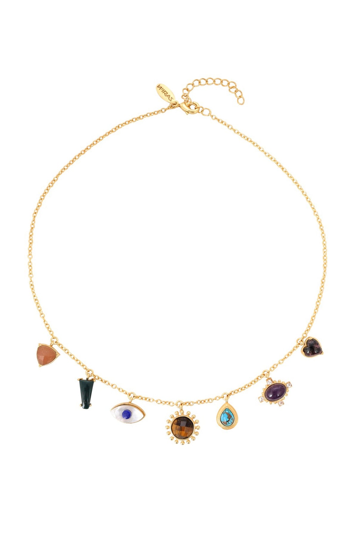 Gold Plated Multi Stone Necklace