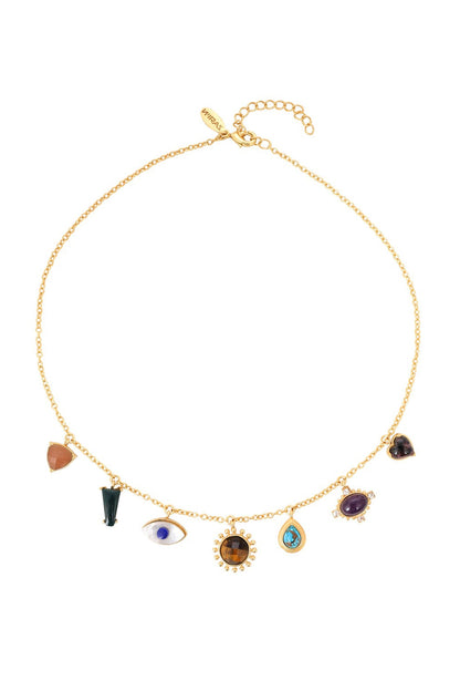 Gold Plated Multi Stone Necklace