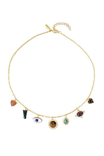 Gold Plated Multi Stone Necklace