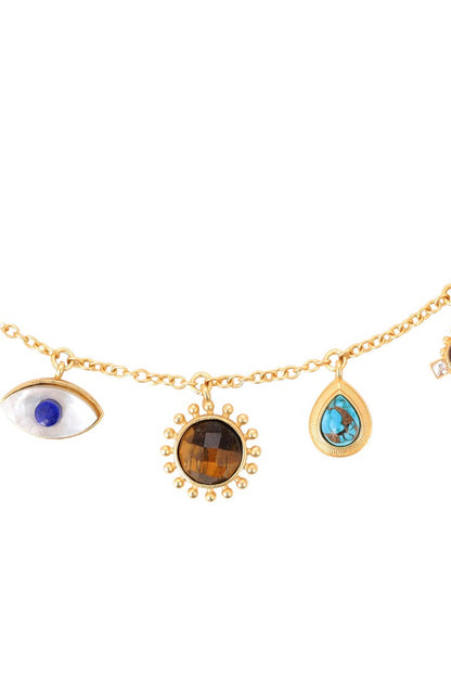 Gold Plated Multi Stone Necklace