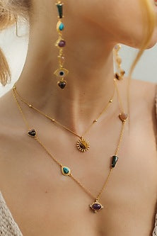 Gold Plated Multi Stone Layered Necklace