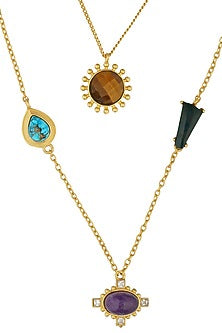Gold Plated Multi Stone Layered Necklace