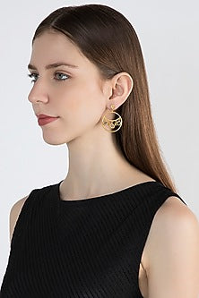 Gold Plated Smoky Topaz & Citrine Stone Earrings