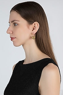Gold Plated Green Chalcedony Stone Earrings