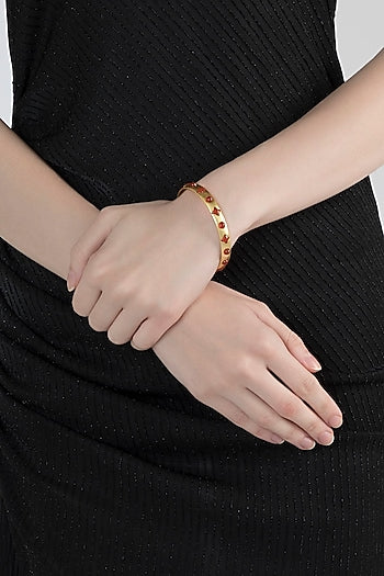 Gold Plated Carnelian Stone Bangle