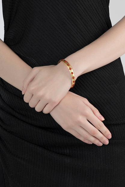 Gold Plated Carnelian Stone Bangle