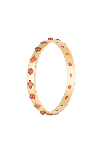Gold Plated Carnelian Stone Bangle