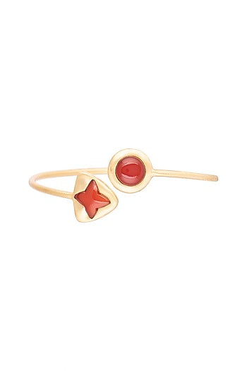 Gold Plated Carnelian Stone Openable Bangle