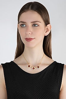 Gold Plated Carnelian Stone Necklace