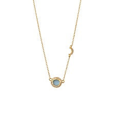 Gold Plated Blue Topaz Pendant Necklace