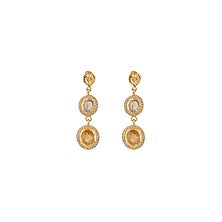 Gold Plated Green Amethyst Earrings