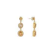 Gold Plated Green Amethyst Earrings