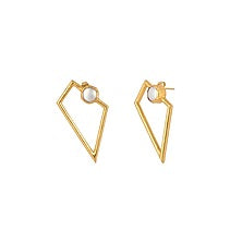 Gold Plated Baroque Pearl & Smoky Topaz Earrings