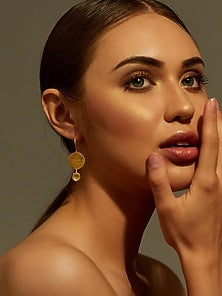 Gold Plated Earrings With Citrine