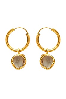 Gold Plated Green Amethyst Hoop Earrings