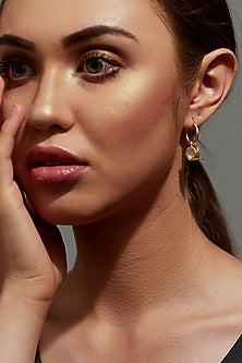 Gold Plated Green Amethyst Hoop Earrings