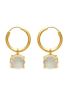 Gold Plated Green Amethyst Hoop Earrings