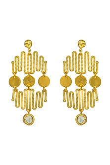 Gold Finish Yellow Aquamarine Dangler Earrings